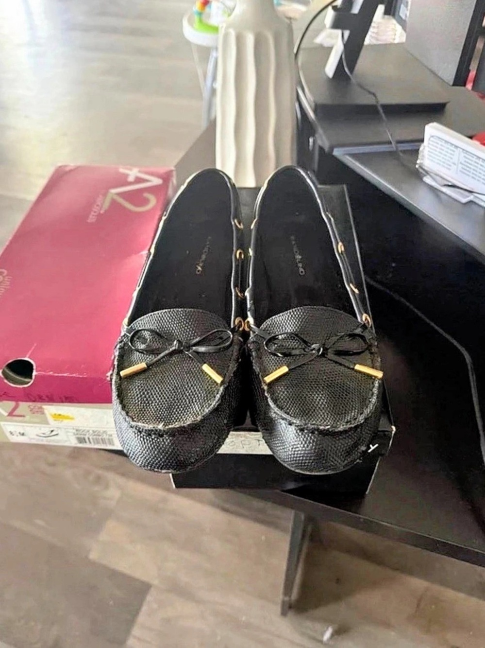 Moccasin Black Bow Loafers